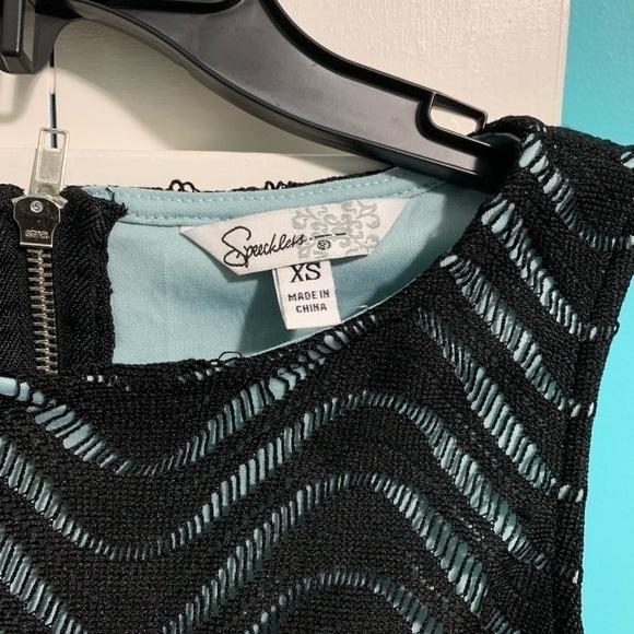 SPEECHLESS Black/Light Turquoise Lace & Tule Dress - Picture 4 of 6